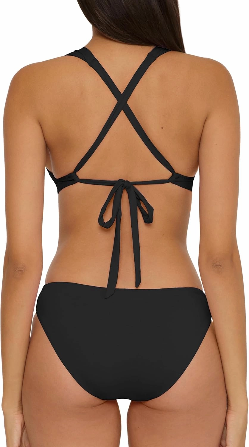 BECCA Women's Color Prism Halter Top and Hipster Bottom Bikini Set, Adjustable, Two Piece Swimsuits