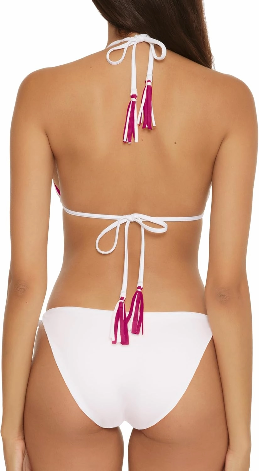 BECCA Women's Modern Edge Reversible Triangle Top and Tie Side Bottom Bikini Set, Adjustable, Two Piece Swimsuits