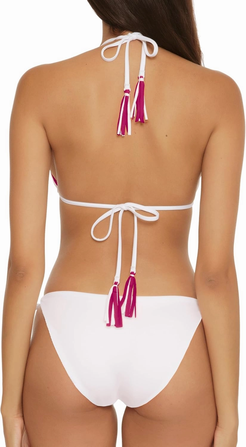 BECCA Women's Modern Edge Reversible Triangle Top and Tie Side Bottom Bikini Set, Adjustable, Two Piece Swimsuits