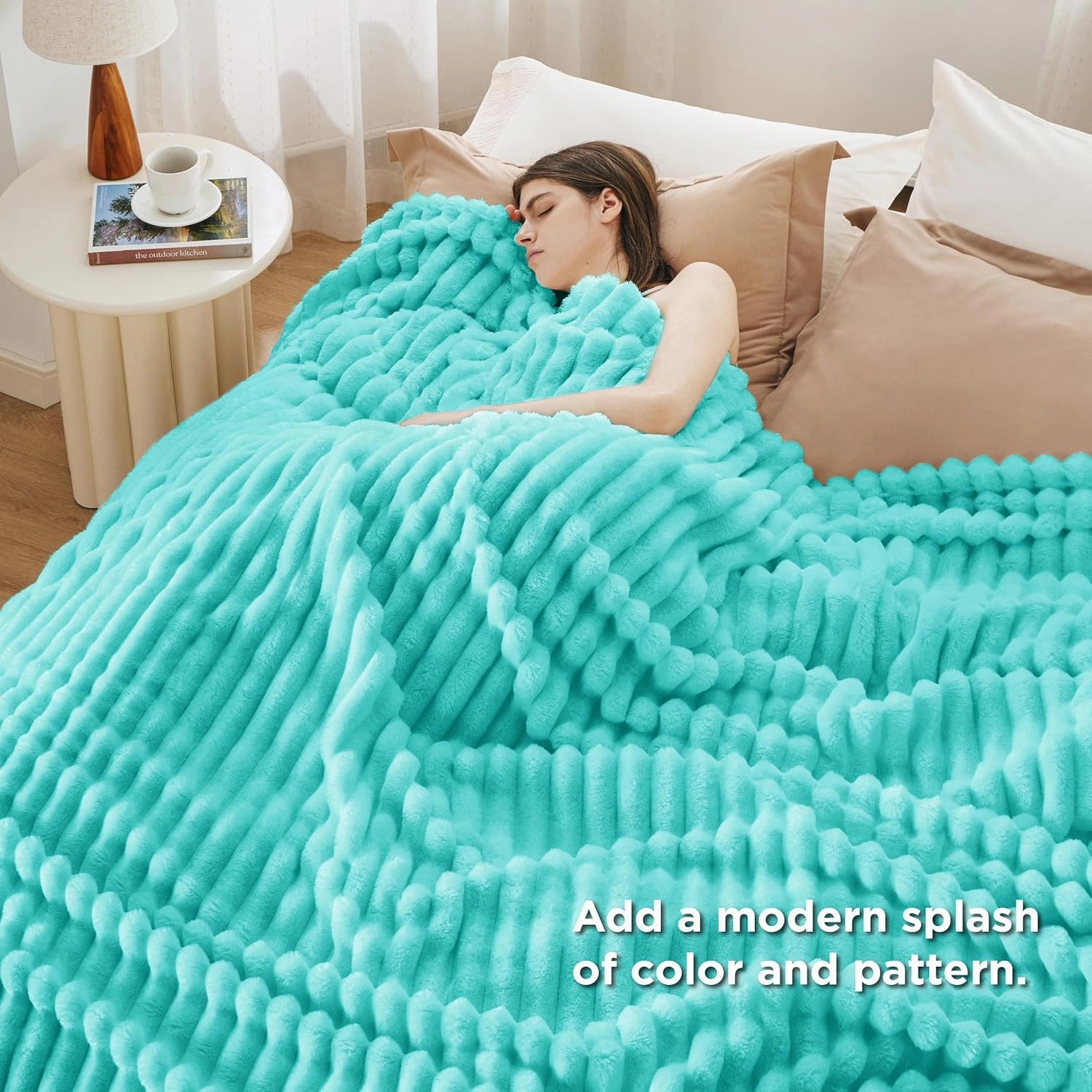 Bedsure Blue Queen Blanket for Bed - GentleSoft Cozy Soft Blankets for Women, Cute Small Fleece Throws for Girls, Birthday Gifts for Women, Mothers Day Decor Gifts for Mom, Blue Fog, 90x90 Inches