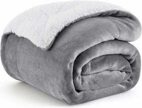 Bedsure Sherpa Fleece Throw Blanket for Couch - Thick and Warm Blanket for Winter, Soft Fuzzy Plush Throw Gift for Women, Grey, 50x60 Inches