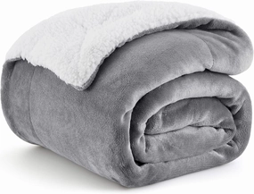 Bedsure Sherpa Fleece Throw Blanket for Couch - Thick and Warm Blanket for Winter, Soft Fuzzy Plush Throw Gift for Women, Grey, 50x60 Inches