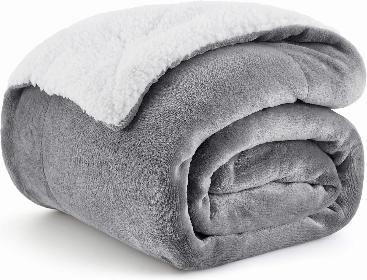 Bedsure Sherpa Fleece Throw Blanket for Couch - Thick and Warm Blanket for Winter, Soft Fuzzy Plush Throw Gift for Women, Grey, 50x60 Inches
