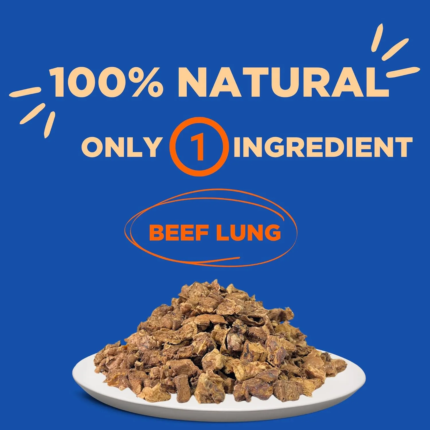 Beef Lung Dog Treats, 100% Natural, Single Ingredient, (2.5 Pound) Made in the USA, Dried & Dehydrated, High Protein, High Value Dog Training Treats, Grain Free, Low-Odor Free for All Breeds