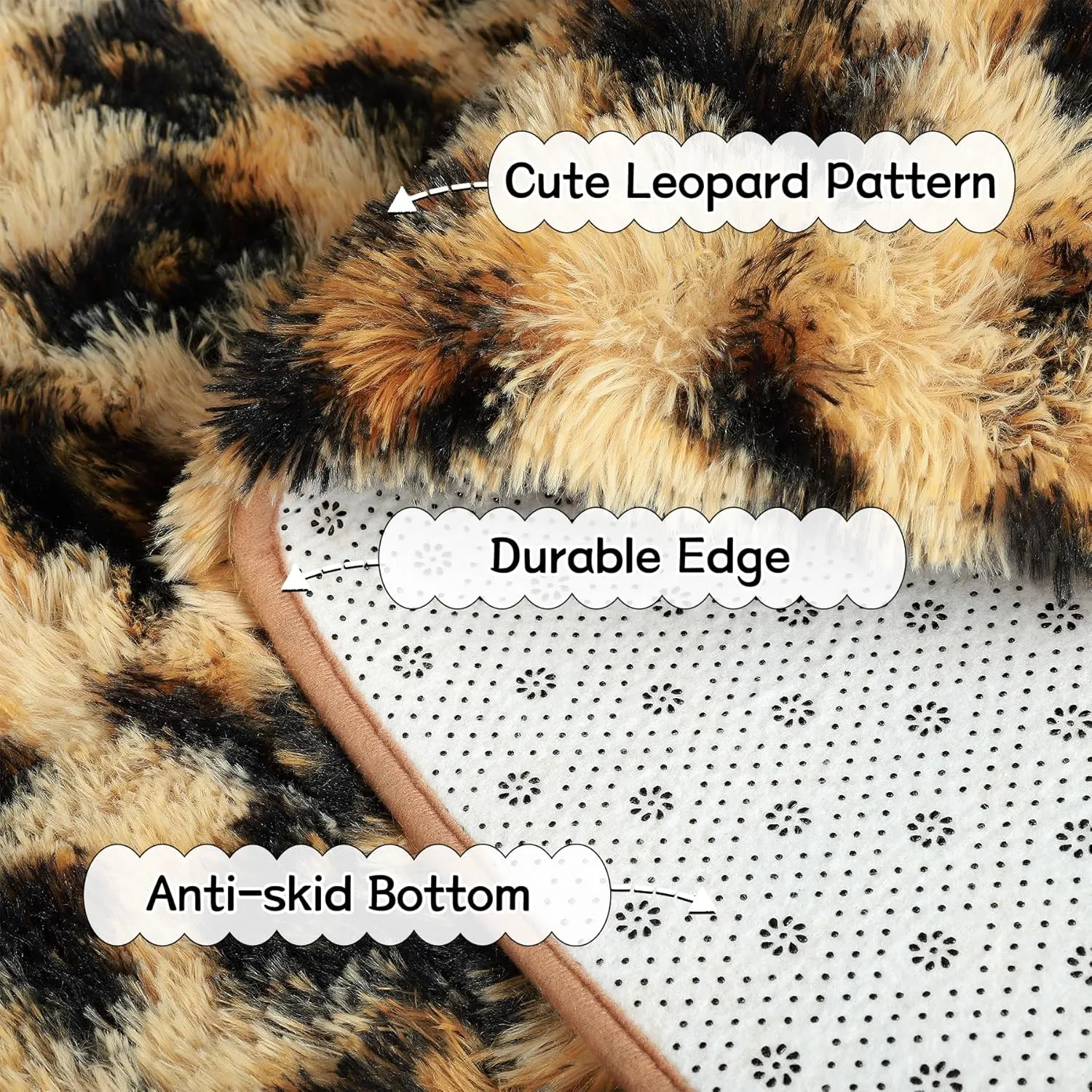 BENRON Fluffy Leopard Rugs, Black and Yellow, 4x6 Soft Rugs for Bedroom Living Room, Wild Cheetah Print Carpets Room Decor for Girls Women, Washable