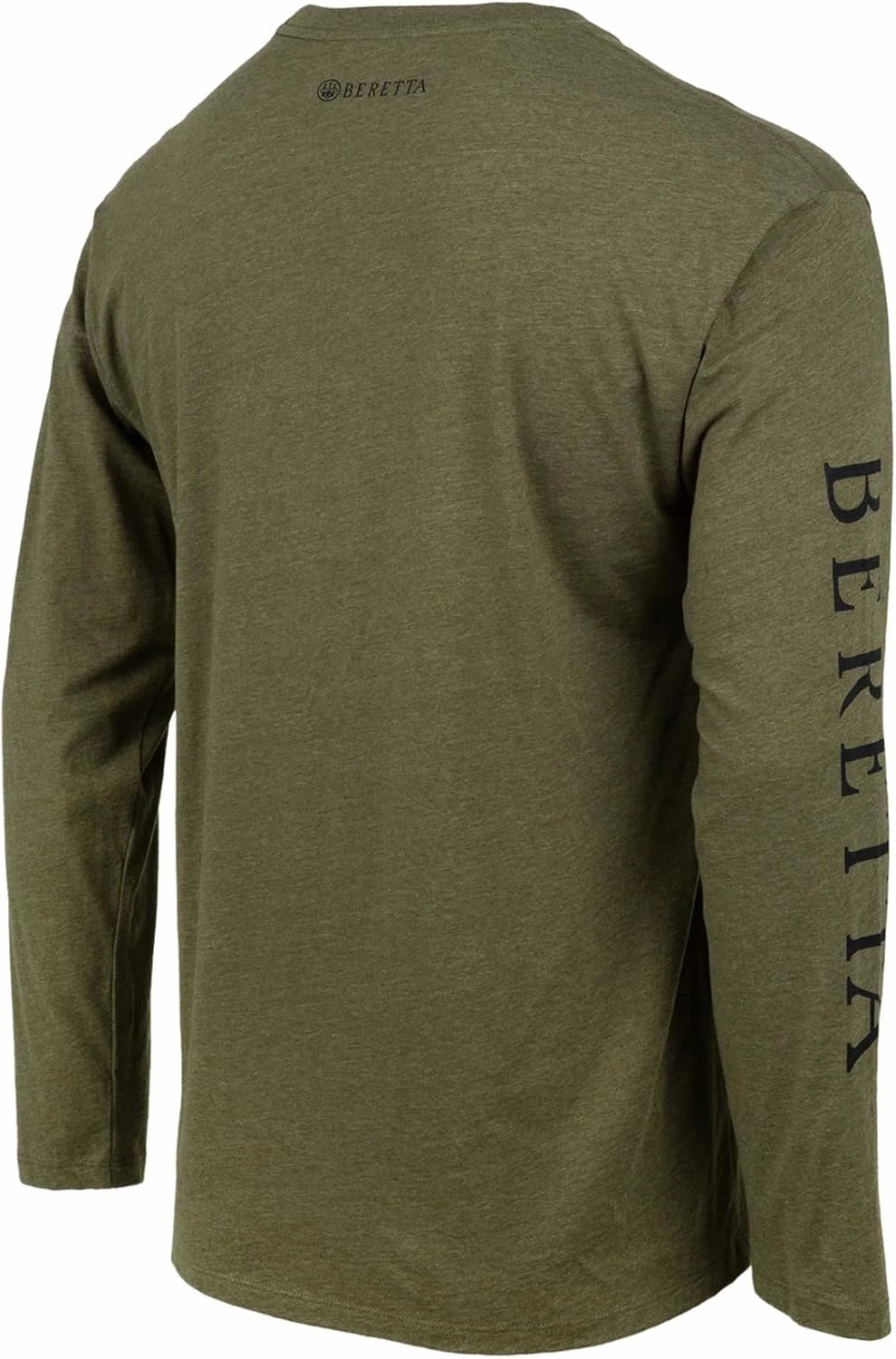 Beretta Men's Trident Logo Casual Durable Multi-Purpose Comfortable Cotton Blend Ribbed Crew Neck Plain Long Sleeve T-Shirt