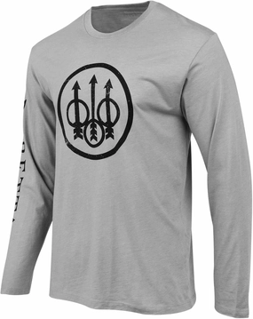 Beretta Men's Trident Logo Casual Durable Multi-Purpose Comfortable Cotton Blend Ribbed Crew Neck Plain Long Sleeve T-Shirt