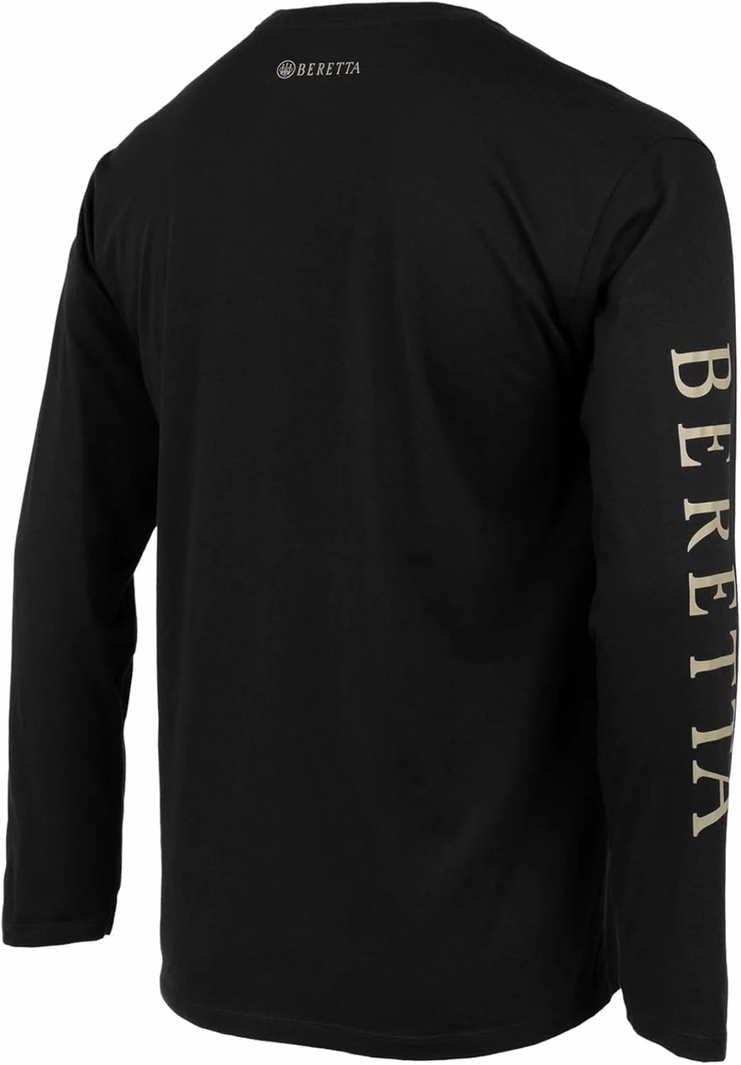 Beretta Men's Trident Logo Casual Durable Multi-Purpose Comfortable Cotton Blend Ribbed Crew Neck Plain Long Sleeve T-Shirt