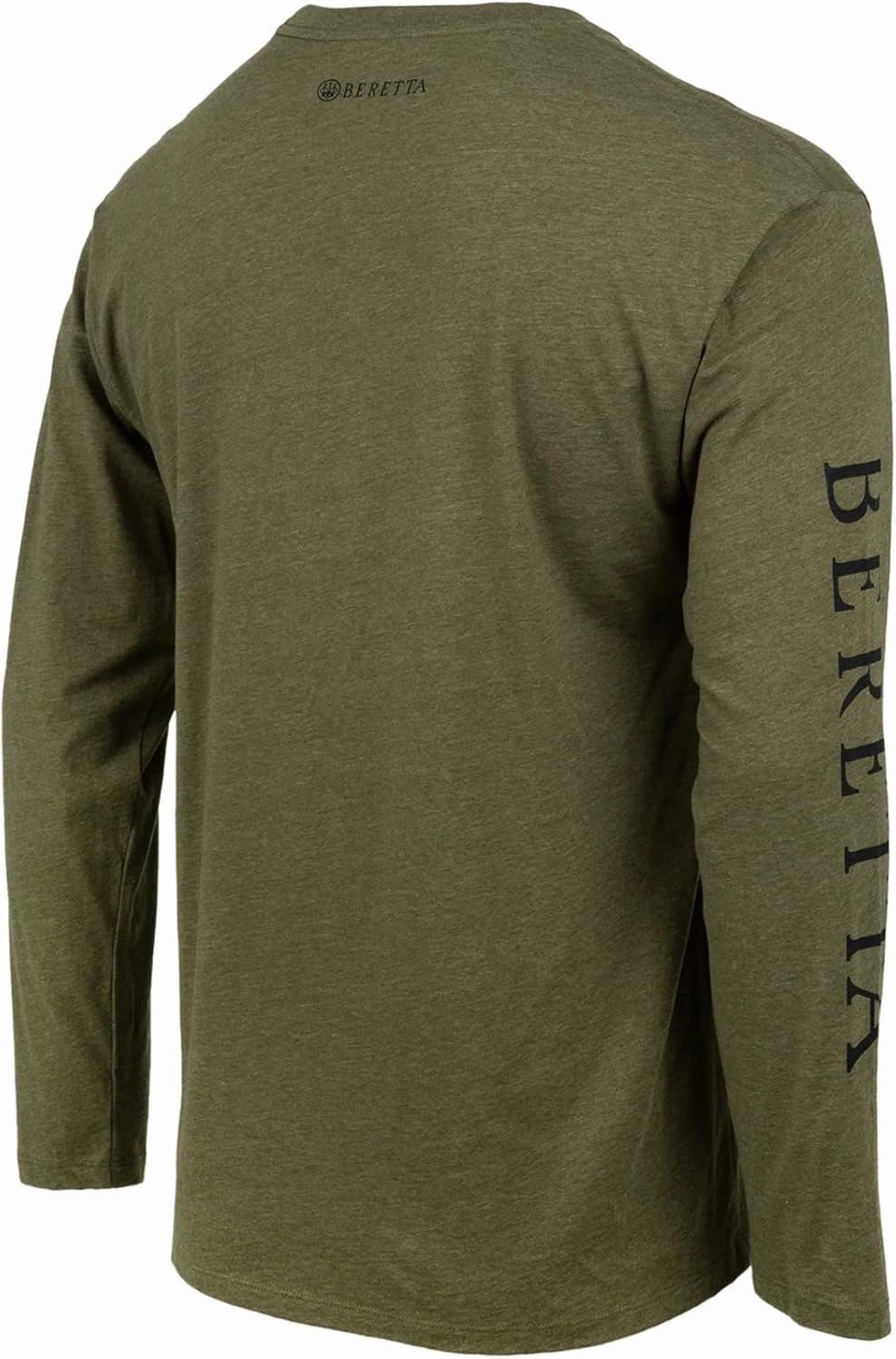 Beretta Men's Trident Logo Casual Durable Multi-Purpose Comfortable Cotton Blend Ribbed Crew Neck Plain Long Sleeve T-Shirt