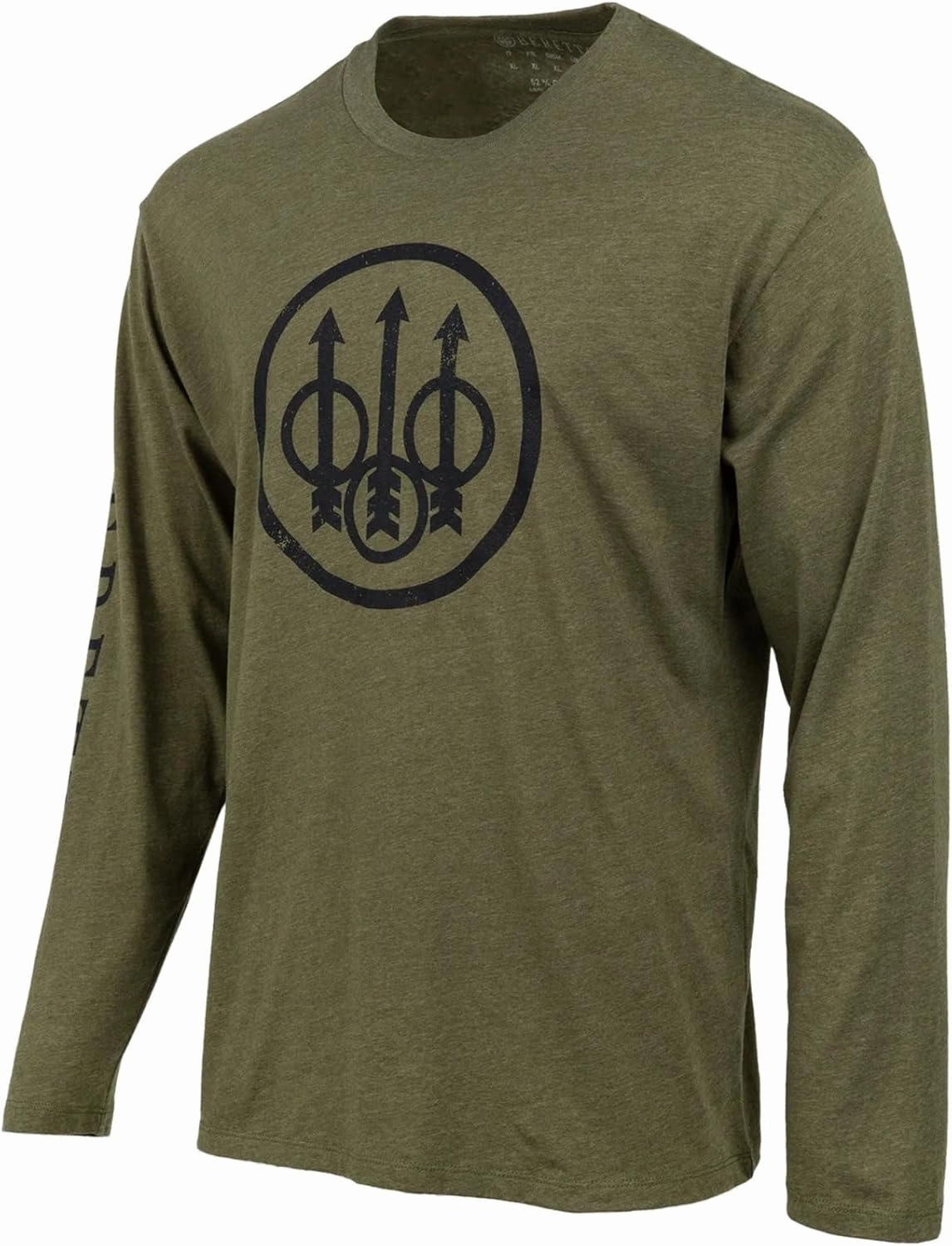 Beretta Men's Trident Logo Casual Durable Multi-Purpose Comfortable Cotton Blend Ribbed Crew Neck Plain Long Sleeve T-Shirt