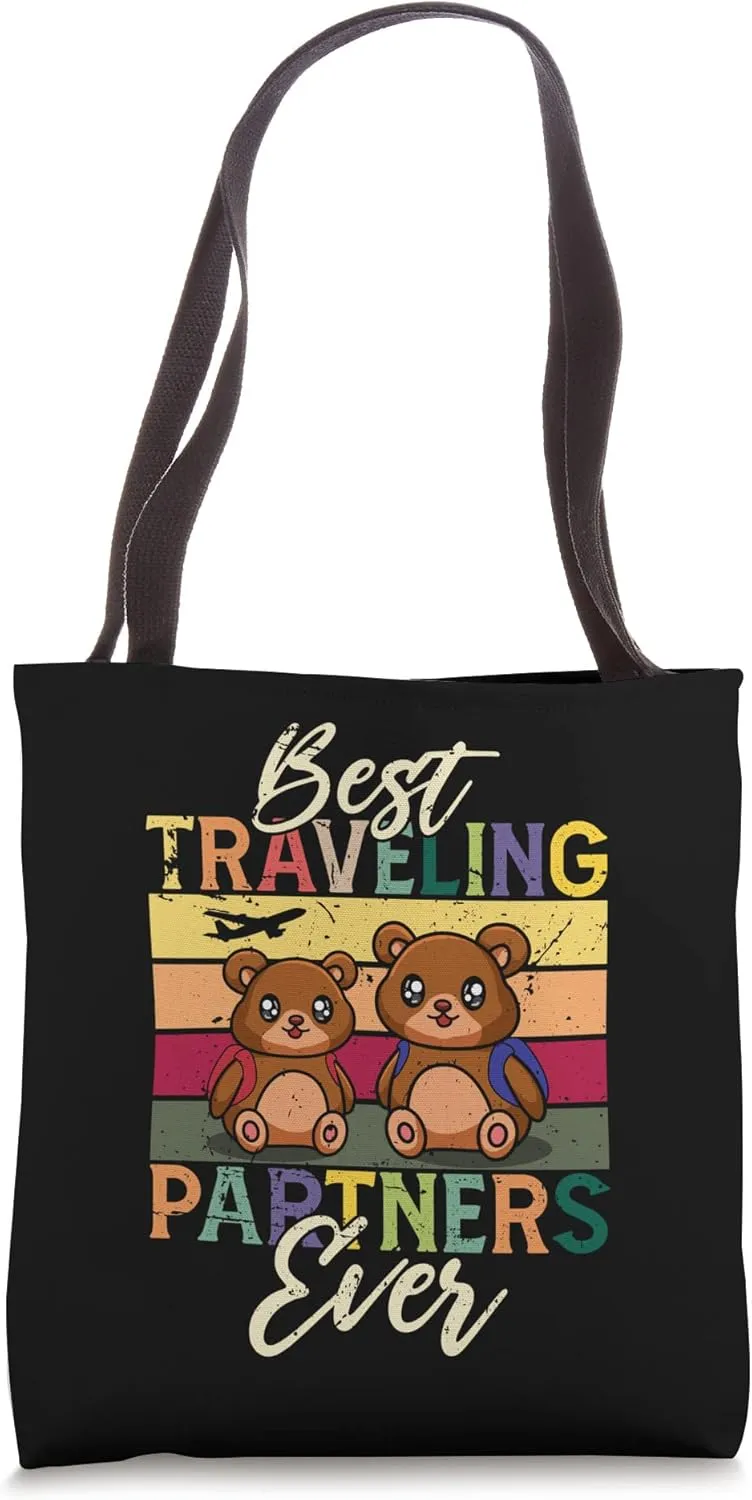 Best Traveling Partners Ever Travel Bear Matching Couple Tote Bag