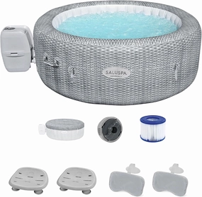 Bestway Coleman Honolulu AirJet Inflatable Hot Tub with EnergySense Cover, 2-Pack SaluSpa Spa Seat and 2 Sets of SaluSpa Padded Headrest Pillows