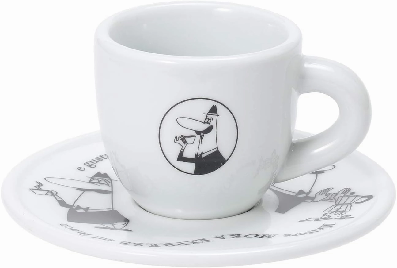 Bialetti Cup & Saucer Uncle Bialetti White Coffee Espresso Cup Set of 4 Y0TZ033