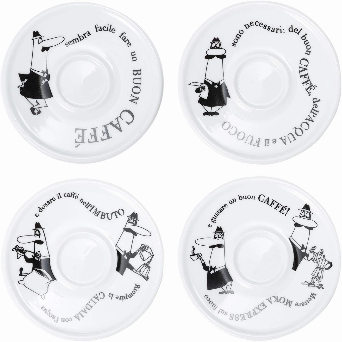 Bialetti Cup & Saucer Uncle Bialetti White Coffee Espresso Cup Set of 4 Y0TZ033