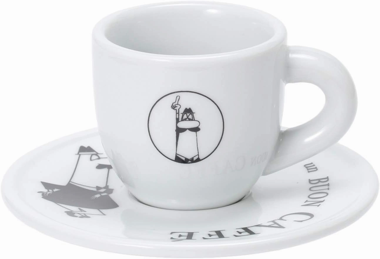 Bialetti Cup & Saucer Uncle Bialetti White Coffee Espresso Cup Set of 4 Y0TZ033