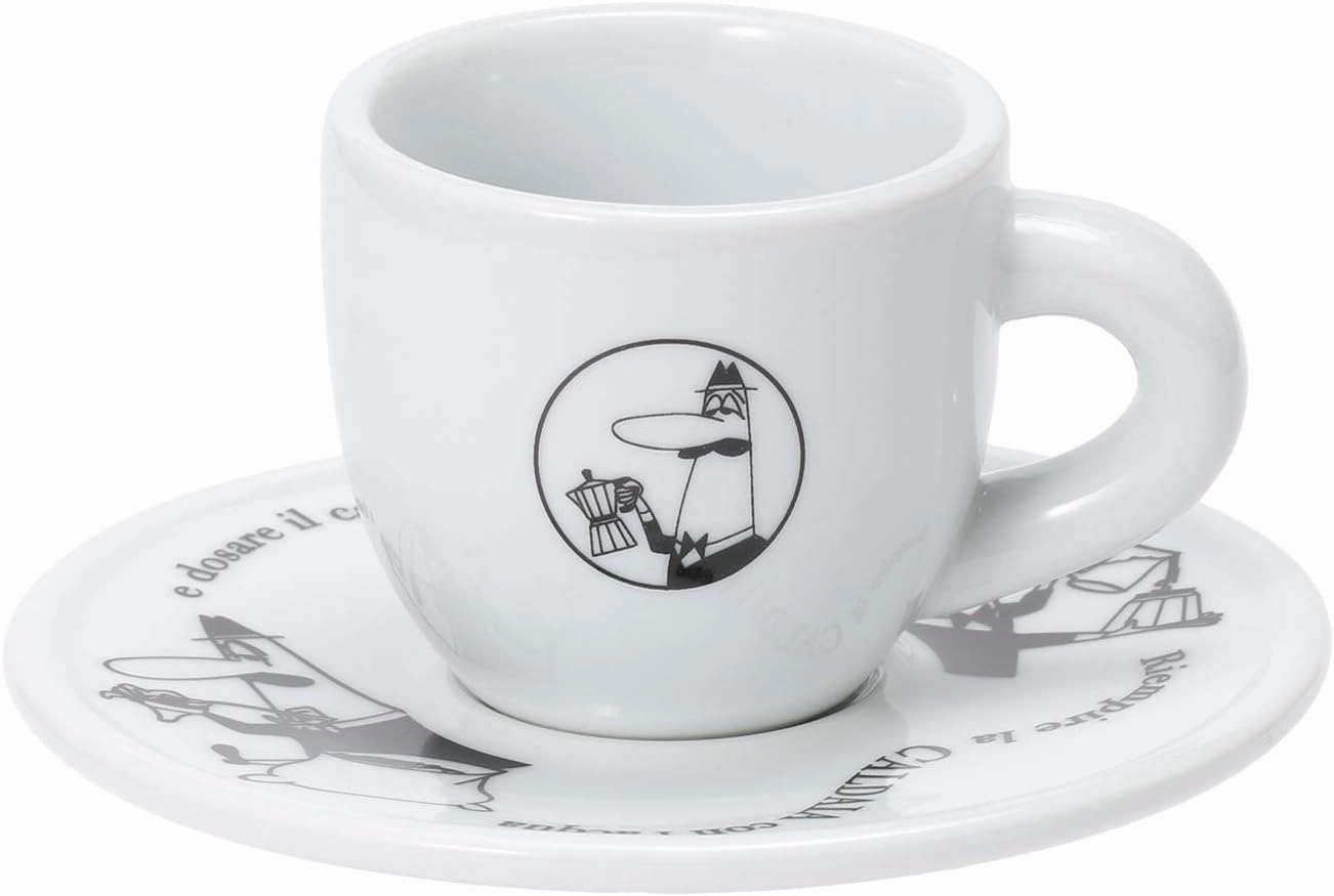Bialetti Cup & Saucer Uncle Bialetti White Coffee Espresso Cup Set of 4 Y0TZ033