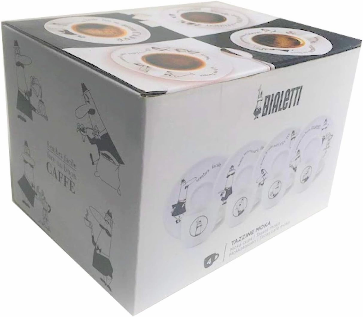 Bialetti Cup & Saucer Uncle Bialetti White Coffee Espresso Cup Set of 4 Y0TZ033