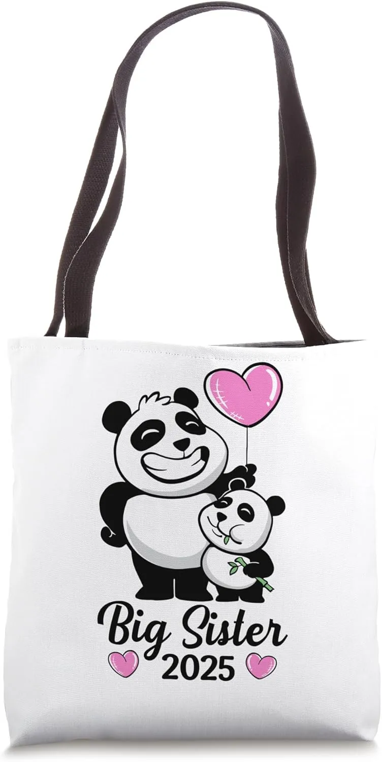 Big Sisters 2025 Panda Bears Sister Panda Tote Bag