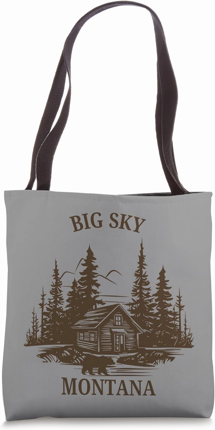 Big Sky Montana Cabin Bear Tote Bag