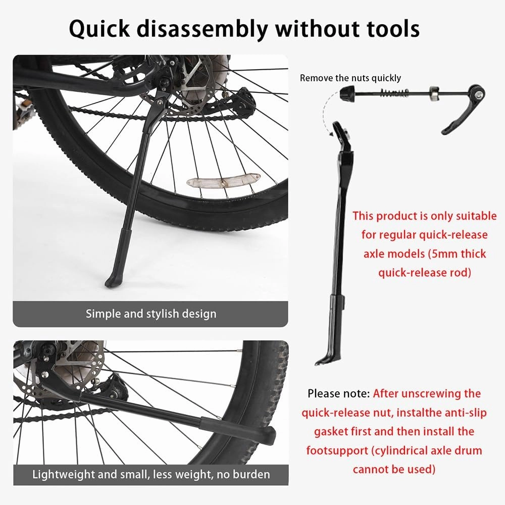 Bike Kickstand for Specialized Stumpjumper SS S-Works Epic S-Works Roubaix, Adjustable Aluminium Alloy Bicycle Kickstand Bike Side Kickstand Anti-Slip and Stable Rear Side Bicycle Stand,A