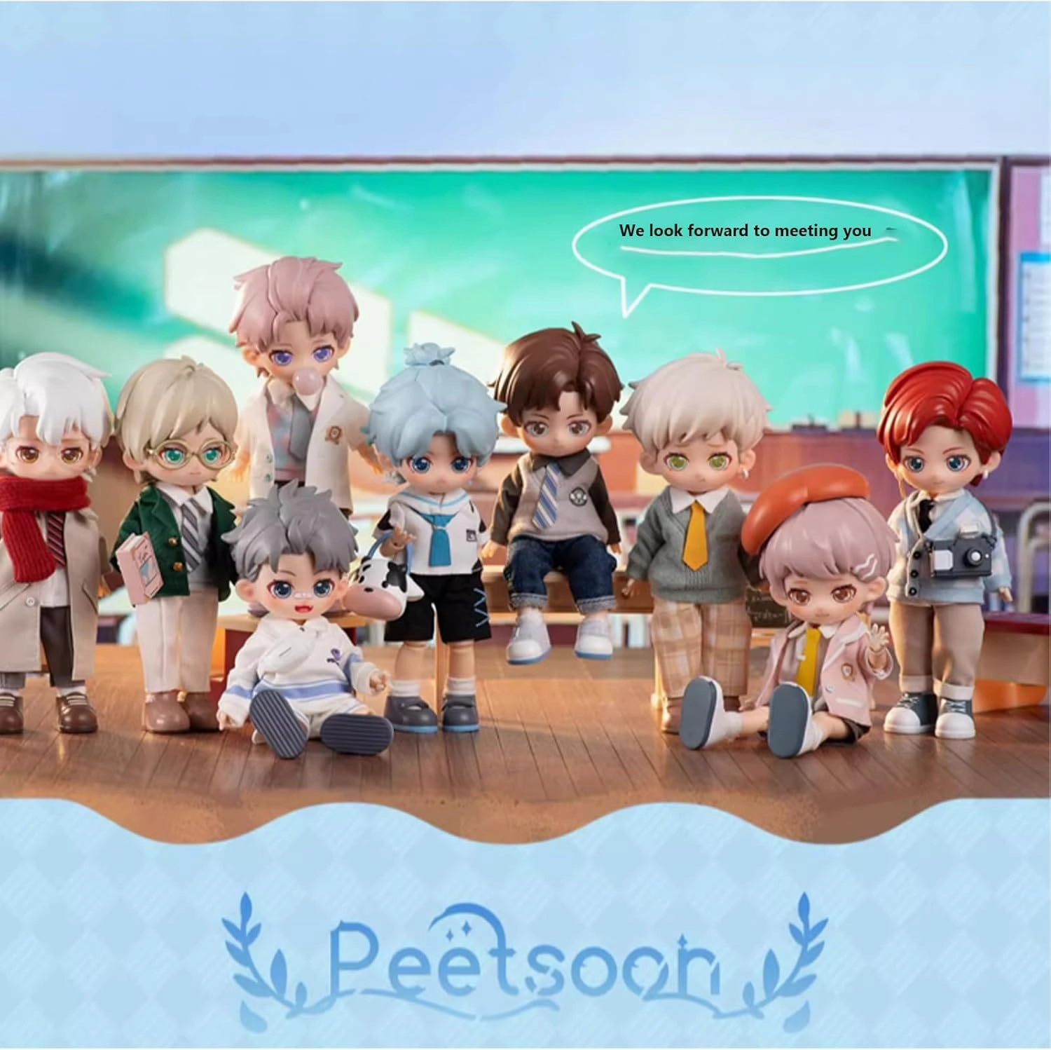 BJD Blind Box,Kawaii SIMONTOYS Series-PEETSOON Male Classmate 1/12 Ball Jointed Doll Collectable Figure Posable Dress Up for Girls Gift Toys