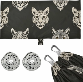 Black Tribal Tigers Leopard Camping Hammocks with Hanging Rope Rope Hammock for Patio Backyard Lounge Base