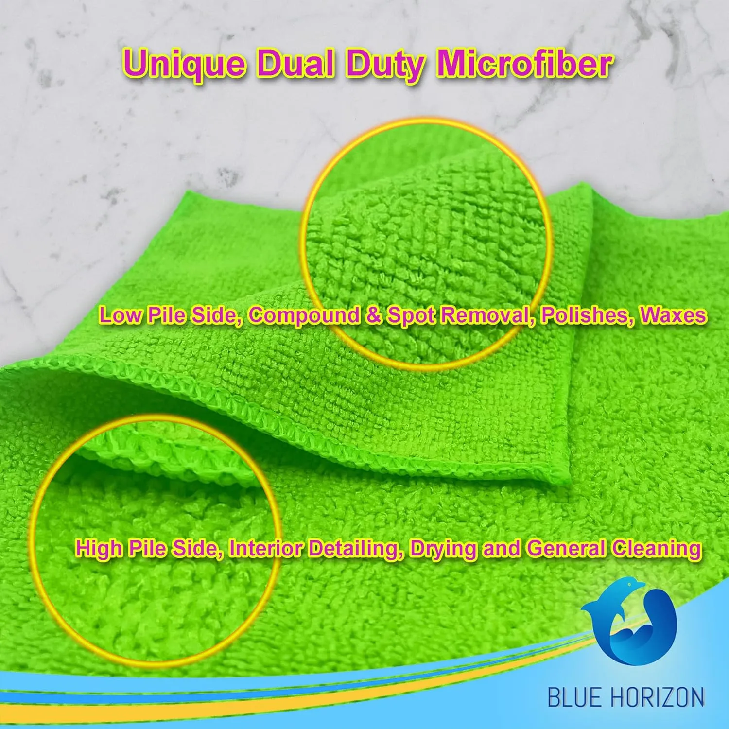 Blue Horizon Microfiber Cleaning Towels, Pack of 24, Ultra Soft Plush Washcloth Shop Towels, All Purpose Premium Microfiber Detailing Cleaning Cloths (16" x 16", Mix Color)