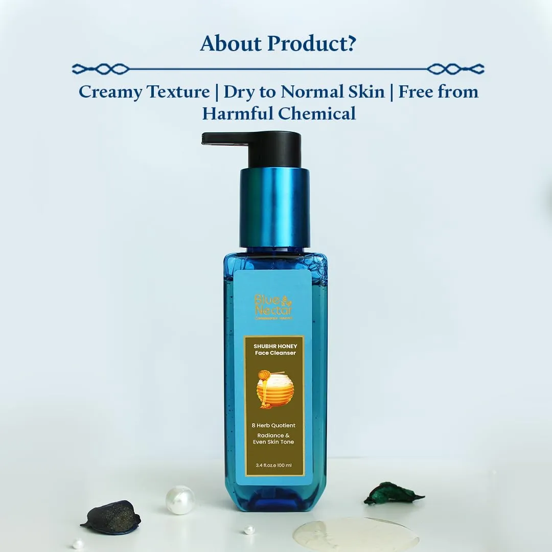 Blue Nectar Ayurvedic Honey and Aloevera Face Wash and Makeup Remover | Daily Facial Cleanser for Women and Men | All Skin Types (8 Herbs, 6.76 Fl Oz)