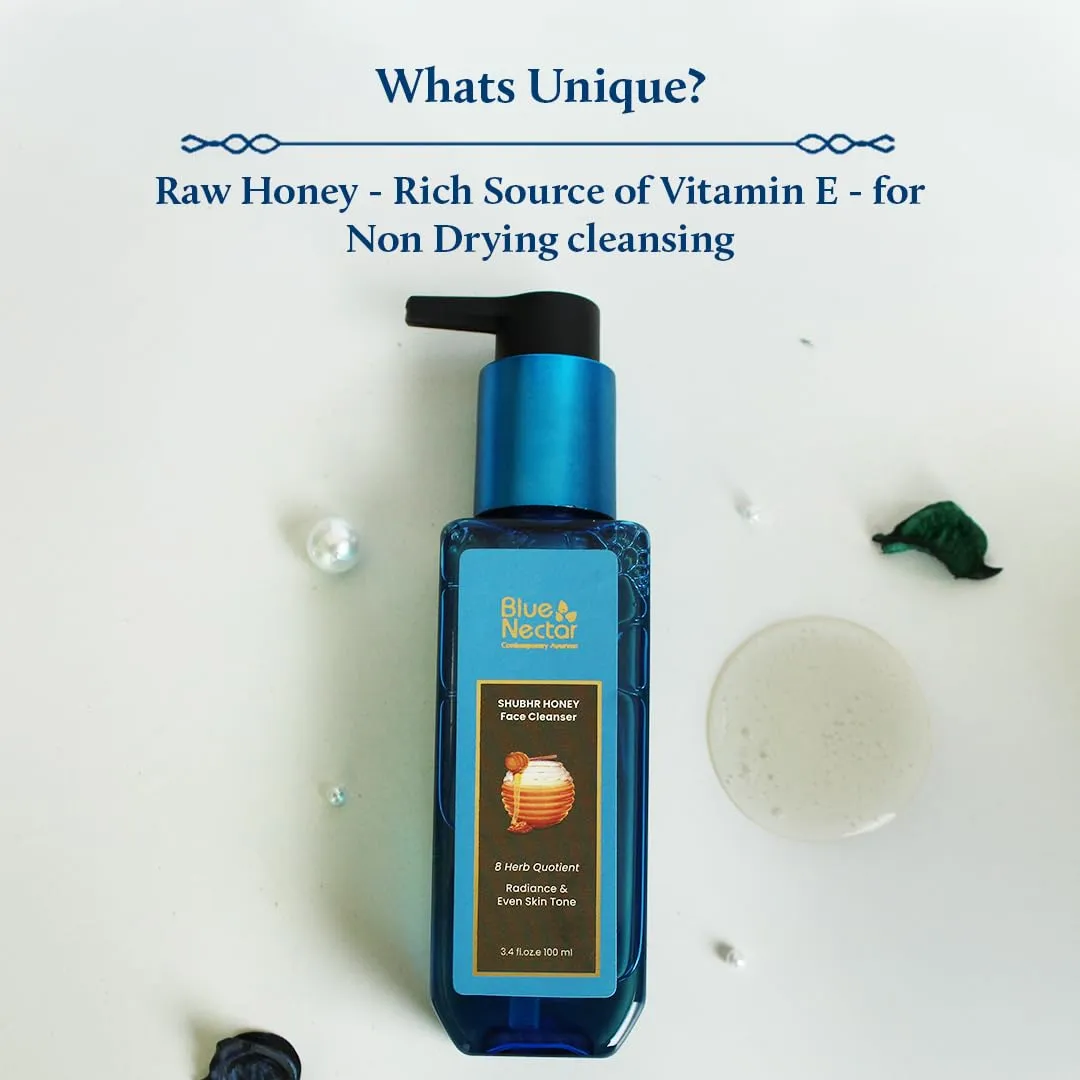 Blue Nectar Ayurvedic Honey and Aloevera Face Wash and Makeup Remover | Daily Facial Cleanser for Women and Men | All Skin Types (8 Herbs, 6.76 Fl Oz)