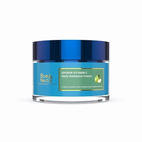 Blue Nectar Plant Based Vitamin C Face Cream for Glowing Skin, Dark Circle Removal Cream with Green Apple and Almond Oil (13 Herbs, 1.7 Oz)