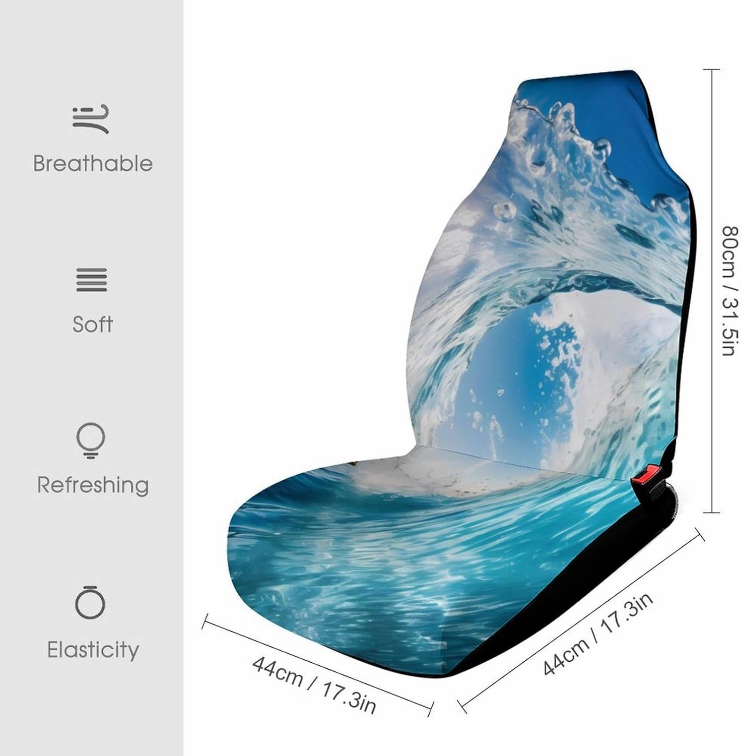 Blue Ocean Wave Surfing Car Seat Covers Universal Auto Front Seats Protector Interior Accessories for Car Truck 1PCS