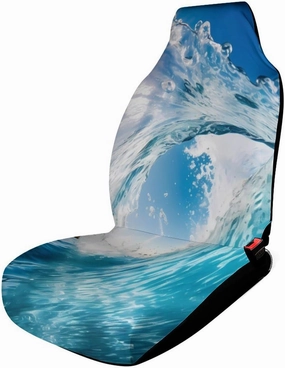 Blue Ocean Wave Surfing Car Seat Covers Universal Auto Front Seats Protector Interior Accessories for Car Truck 1PCS