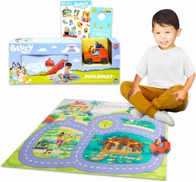 Bluey Play Mat with Car Set for Kids - Bundle with Bluey Playmats with Vehicle, Bluey Stickers, Door Hanger | Bluey Activity Play Sets for Girls, Boys