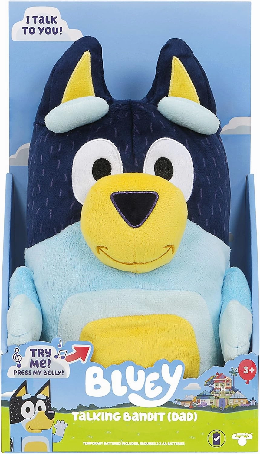 Bluey Talking Bandit (Dad) 14" Talking Plush Bandit Plush Toy with 9 Phrases Theme Song
