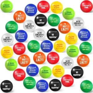 Blulu 24 Pcs Funny Stress Balls Bulk, 1.57" Stress Relief Ball, Everything is Fine, Outward Smiles Inward Screams, It's Not Worth The Jail Time, Funny Gag Gifts for Adults Coworker Employee