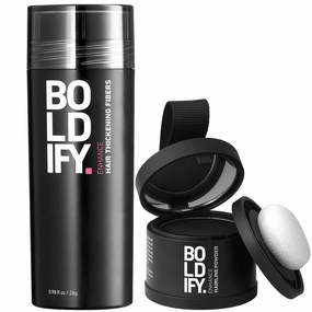 Boldify Hairline Powder   Hair Fiber: bundle that Instantly Conceals Hair Loss Hair Powder for Thinning Hair, Root Cover Up (Black)