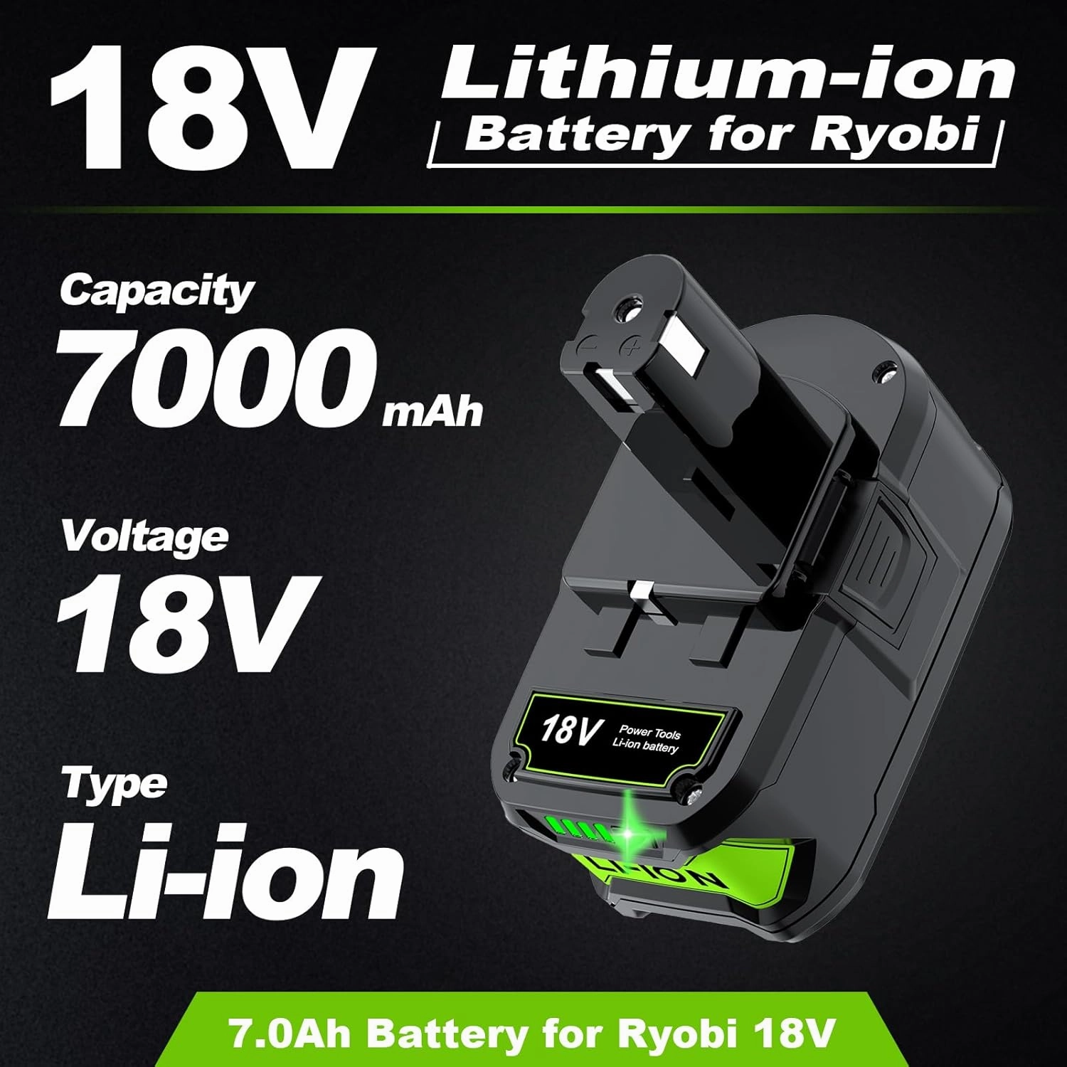 Bonadget New Upgraded 7.0Ah Replacement for Ryobi 18V Battery for ONEPLUS P102 P108 P189 P190 P197 P100 P107 for Ryobi 18V Battery Replacement Cordless Tool Lithium-ion 2PACK