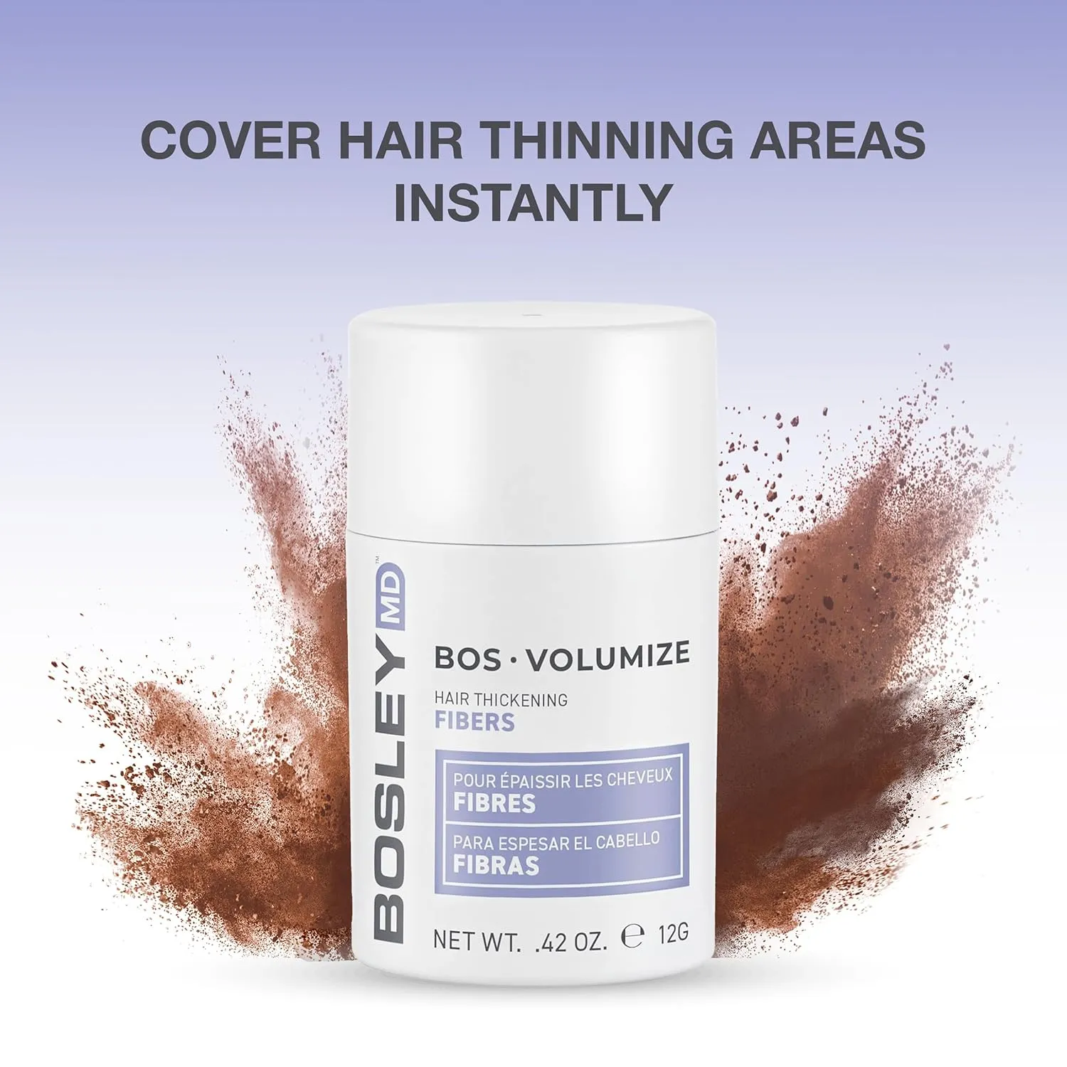 BosleyMD BosVolumize Hair Thickening Fibers, Hair Building Formula with Natural Keratin for Thinning Hair or Bald Spots, Hair Loss Concealer Men and Women, 4 Colors