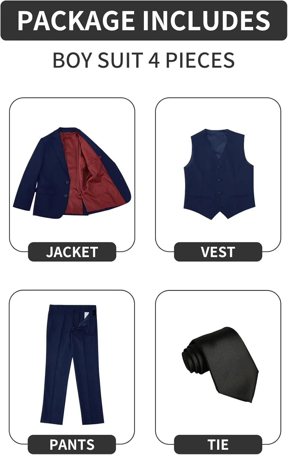 Boys' Formal Suit Set, with Suspenders, Adjustable Waist