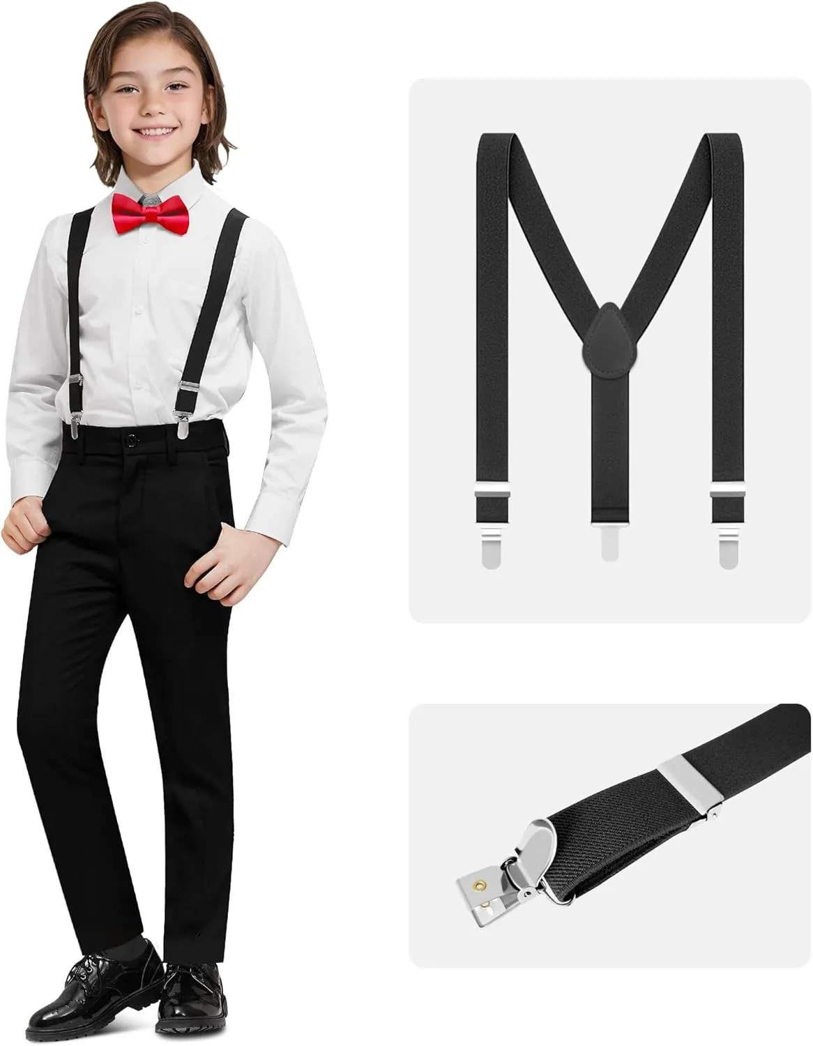 Boys' Formal Suit Set, with Suspenders, Adjustable Waist