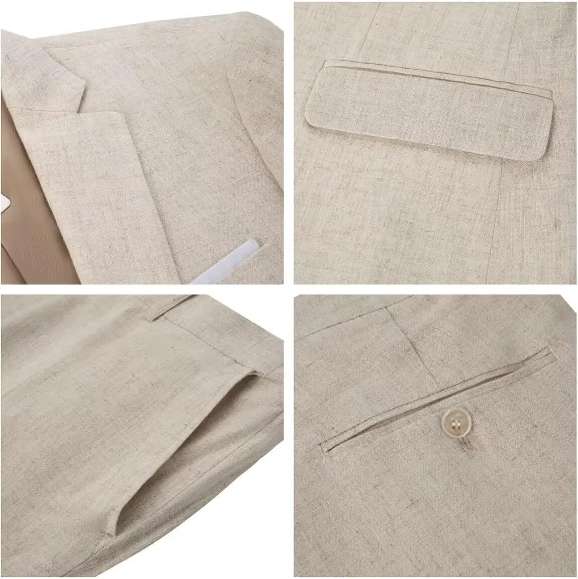 Boys Linen Suit 3 Piece Tuxedo Set Kids Seersucker Formal Outfit for Beach Wedding in Summer JTZ032