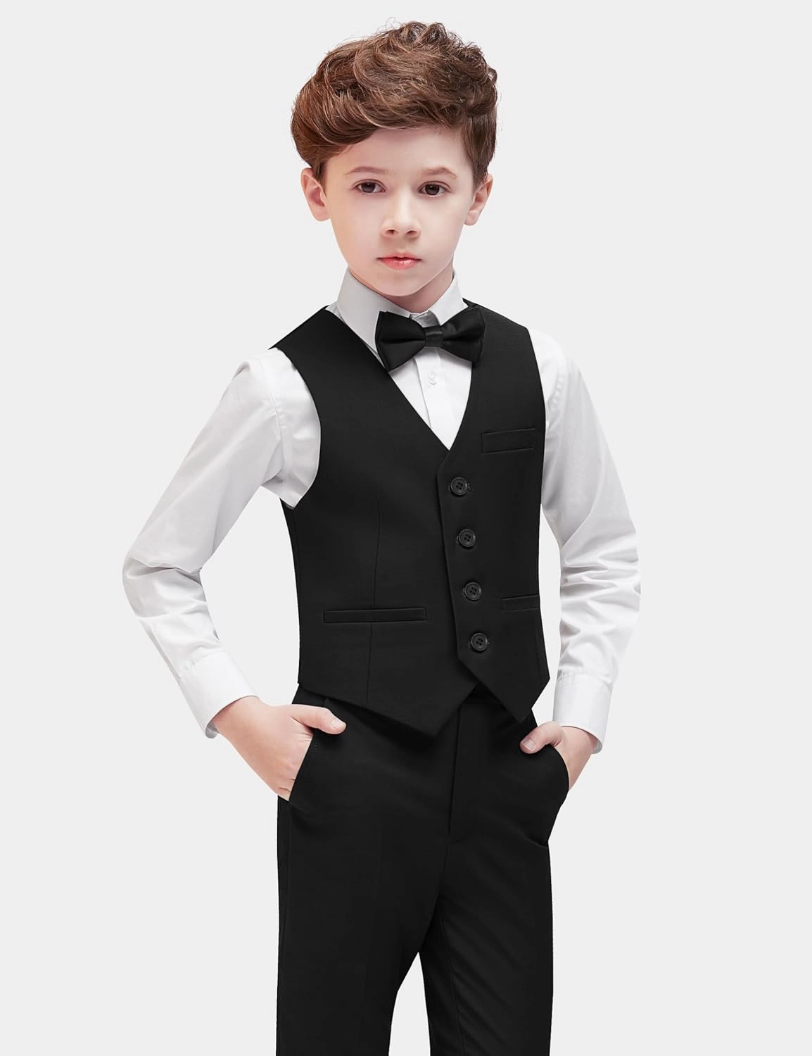 Boys' Formal Dresswear Suits Set, with Suspenders, Adjustable Waist