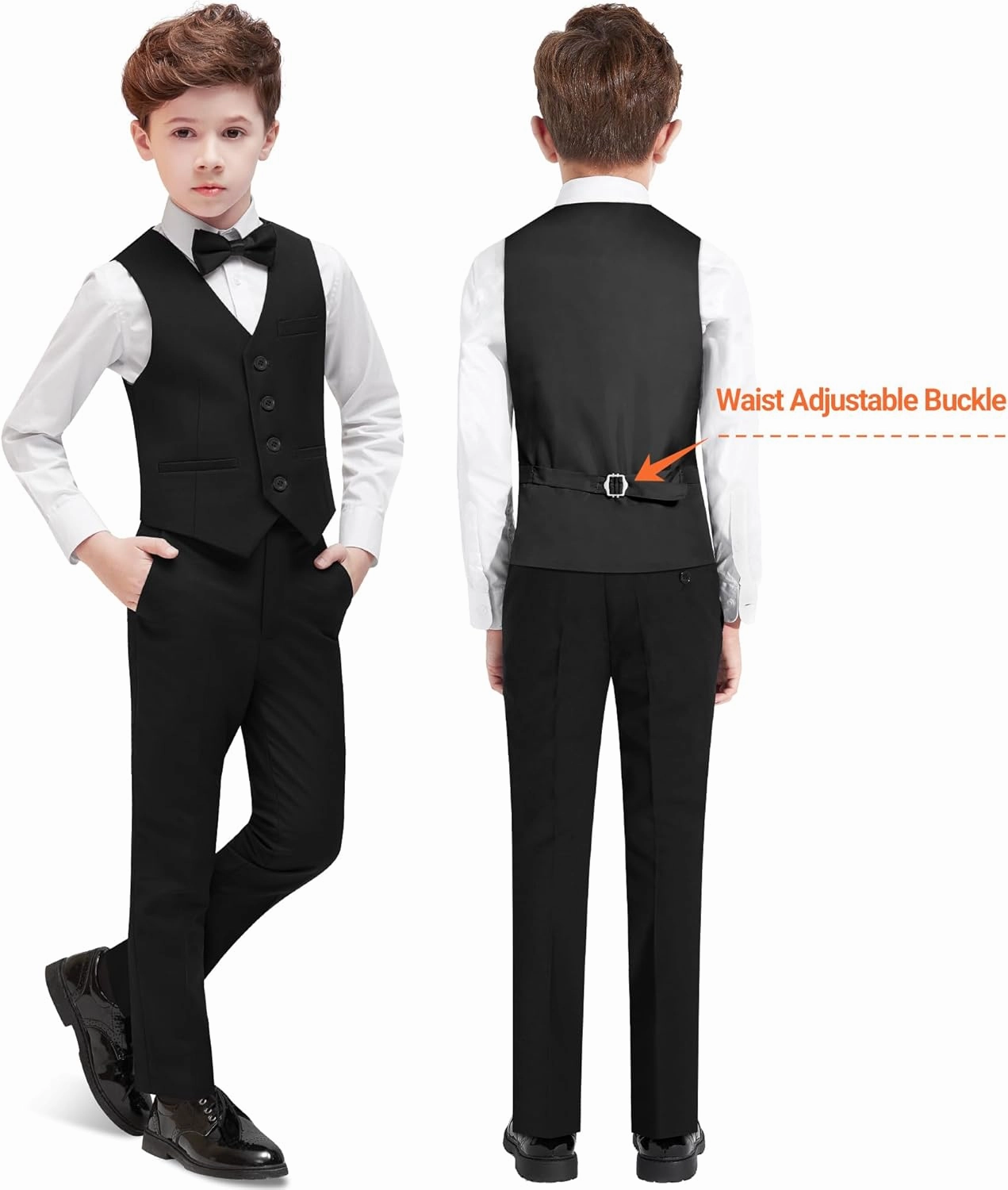 Boys' Formal Dresswear Suits Set, with Suspenders, Adjustable Waist