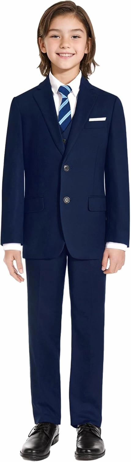Boys' Formal Suit Set, with Suspenders, Adjustable Waist