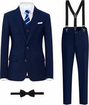 Boys' Formal Suit Set, with Suspenders, Adjustable Waist