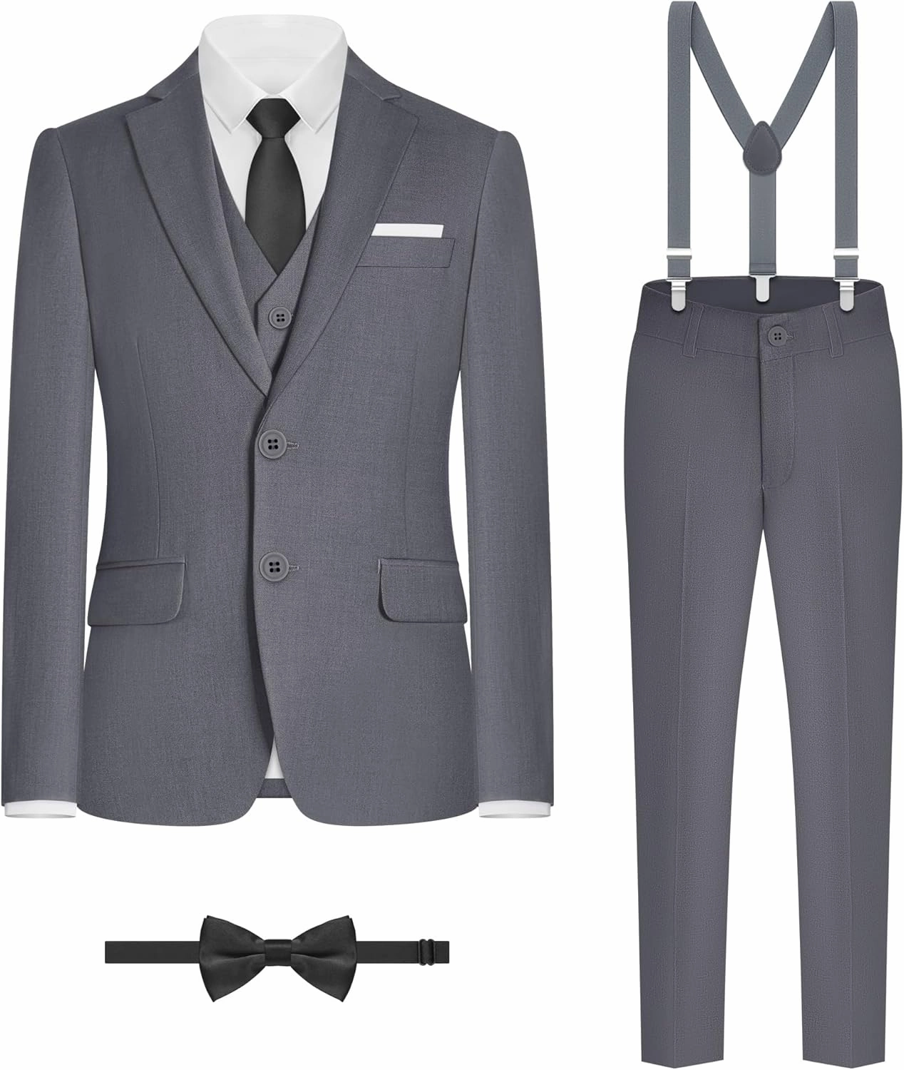 Boys' Formal Suit Set, with Suspenders, Adjustable Waist