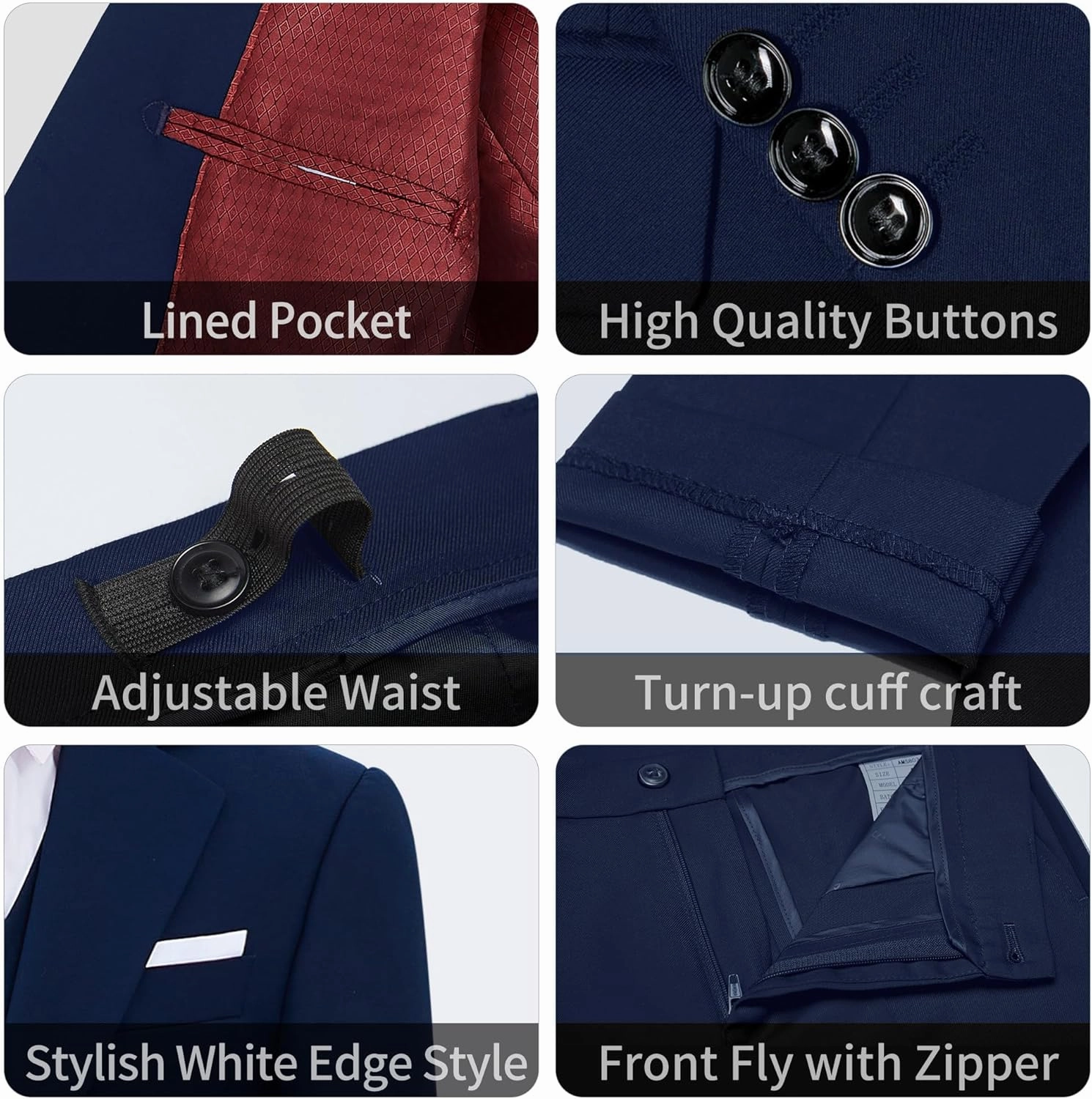 Boys' Formal Suit Set, with Suspenders, Adjustable Waist