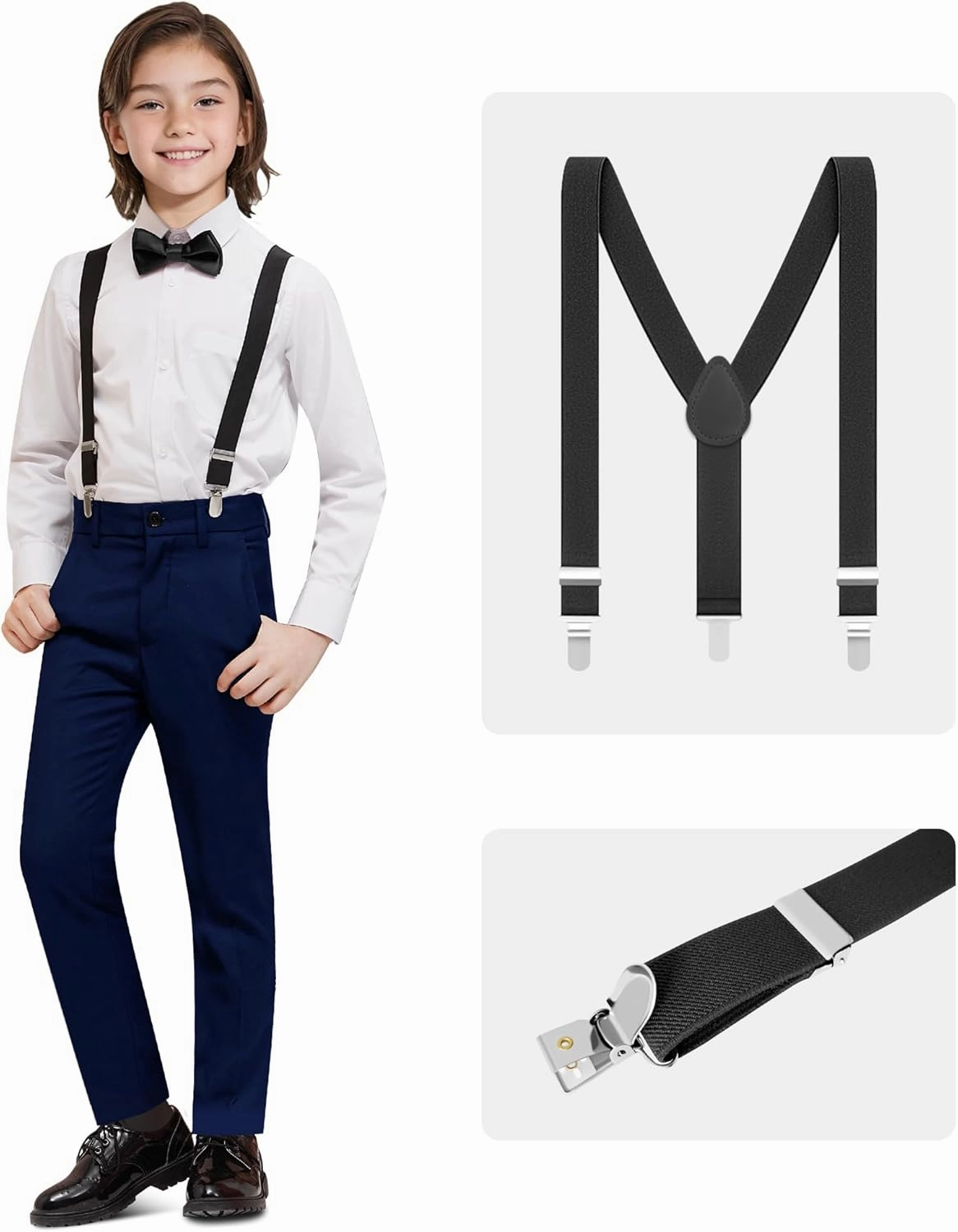 Boys' Formal Suit Set, with Suspenders, Adjustable Waist