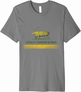 Brazilian Jaguar - Brazil and California Flag Combination Premium T-Shirt