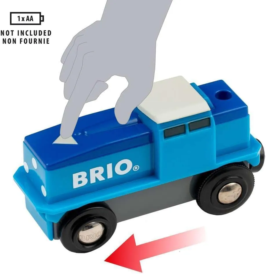 Brio World - Cargo Battery Engine - Blue Train for Kids Age 3 Years and up. Compatible with All Train Sets